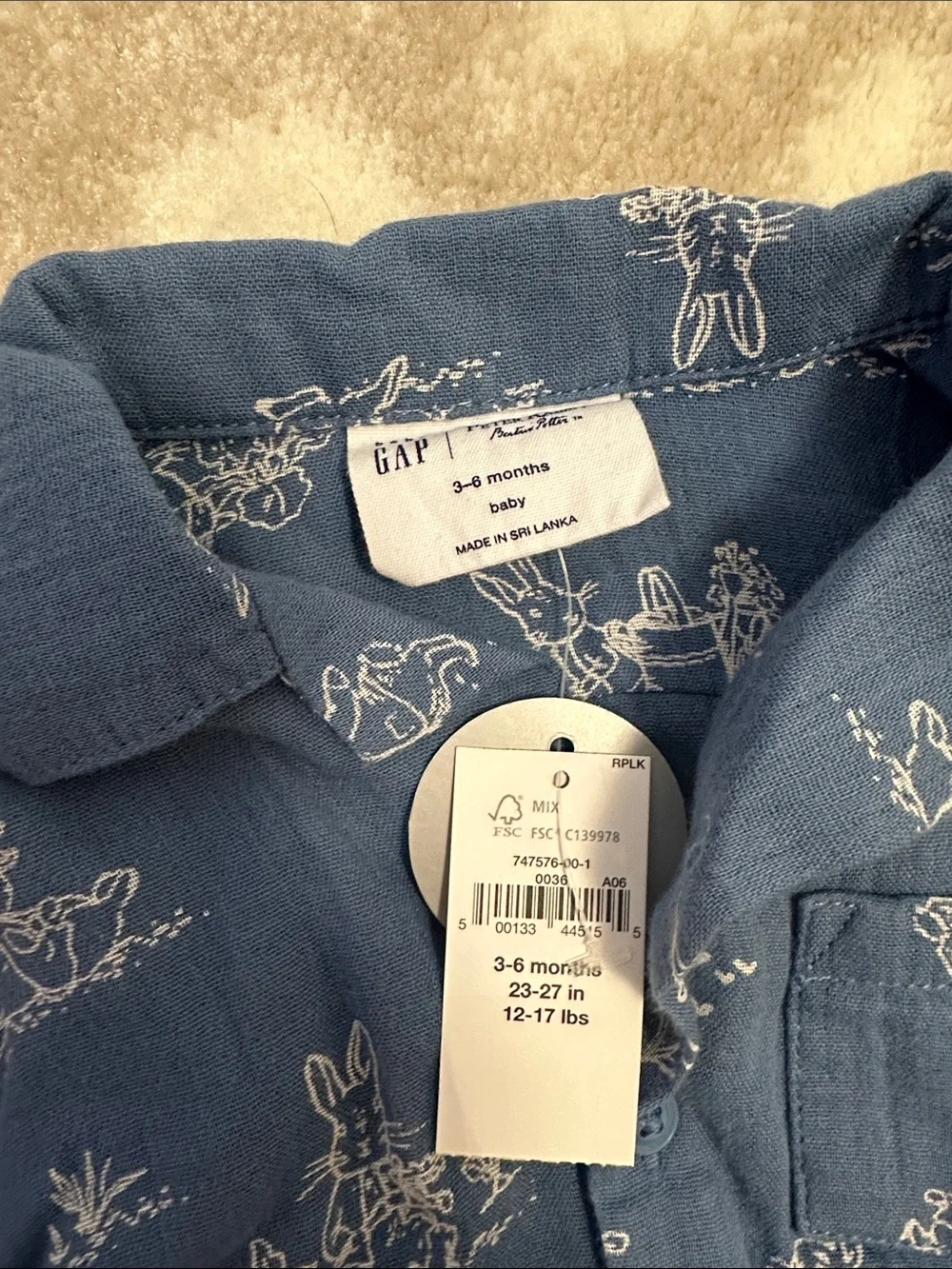 GAP NWT Peter Rabbit Print Baby Shirt & Shorts Set